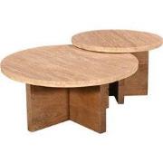 Salontafel Set Travertin Naturel - Rond - 80x80x36cm - Leno