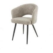 Eetkamerstoel met Armleuning Zand - Bouclé & Metaal - Armstoel - Set v...