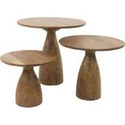 Salontafel Rond - Naturel Massief Acaciahout - Set Van 3