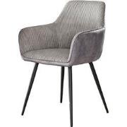 Eetkamerstoel Met Armleuning - Rib Zilverkleurig - Zithoogte 45cm