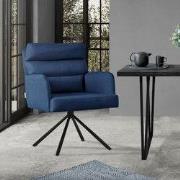 Eetkamerstoel donkerblauw draaibaar met afneembaar rugkussen gestoffee...