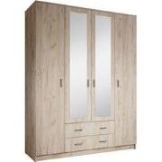 Meubella - Kledingkast Hinto - Grijs Eiken - 160 cm - Met spiegel