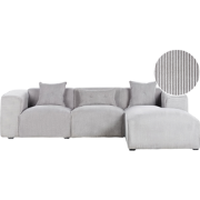 DOLVA - Hoekbank 3-zits - Lichtgrijs - Linkerzijde - Corduroy