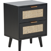 OPOCO - Nachtkastje - Zwart - Rotan