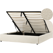 QUILLIEN - Bed met opbergruimte - Lichtbeige - 160 x 200 cm - Bouclé