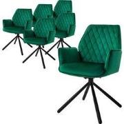 Eetkamerstoel set van 6 draaibaar met rugleuning en armleuningen Donke...