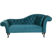 LATTES - Chaise longue - Blauwgroen - Rechterzijde - Fluweel