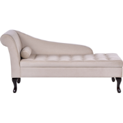 PESSAC - Chaise longue - Lichtbeige - Linkerzijde - Fluweel