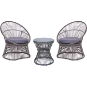 MESYNA - Bistro set - Taupe - PE rotan