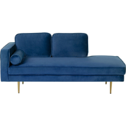 MIRAMAS - Chaise longue - Marineblauw - Linkerzijde - Fluweel