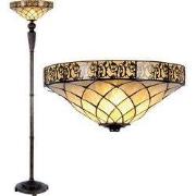 Lumilamp Tiffany Vloerlamp Bruin Beige Glas