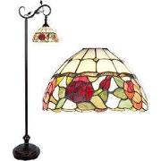 Lumilamp Tiffany Vloerlamp Bruin Glas Bloemen