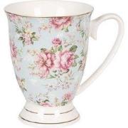 Clayre & Eef Mok Blauw Roze Porselein Bloemen