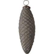 Clayre & Eef Kerstbal XL Dennenappel Grijs Glas