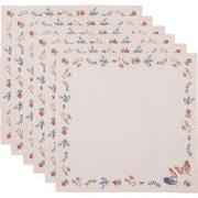 Clayre & Eef Servetten Katoen Set van 6 Beige Blauw Katoen Kip en Haan