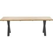 Zeus dining tafel 220x100 carbon black/teak look/X-stijl