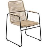 Wasabi stackable dining chair alu black/rope natural