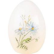 Clayre & Eef Decoratie Ei Geel Blauw Terracotta Bloemen