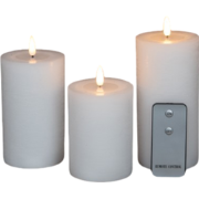 3ST WIT KAARS WAX RUSTIEK 3D LONT 7,5X10/12,5/15CM AFSTANDSBEDIENING 3...