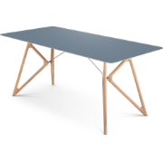 Tink table houten eettafel whitewash - met linoleum tafelblad smokey b...