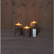 B.o. 3st kaars berk bewegende vlam 7.5x10/12.5/15cm afstandsbediening ...