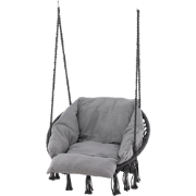 Leah katoenen tuin hangstoel grijs - met zitkussen