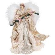Clayre & Eef Kerstdecoratie Engel Roze Beige Kunststof