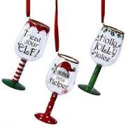 Ornament glas wijn 3 stuks l12.5cm