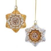 Ornament glas goud-zilver ster l10cm