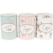 Clayre & Eef Voorraadpot Set van 3 Wit Aluminium