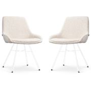 Noa-Isa eetkamerstoel bouclé beige - wit onderstel - set van 2