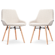Nena-Isa eetkamerstoel bouclé beige - houten onderstel - set van 2