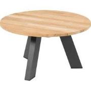 Cosmic salontafel met teak tafelblad 65 cm dia. H35 cm 4SO