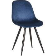 LABEL51 Eetkamerstoel Capri - Blauw - Fluweel - Black Frame