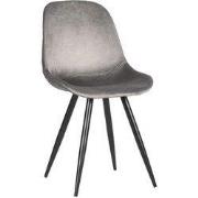 LABEL51 Eetkamerstoel Capri - Grijs - Fluweel - Zwart Metalen Frame