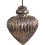 Clayre & Eef Kerstbal Grijs Bruin Glas