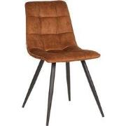 LABEL51 Eetkamerstoel Jelt - Oker - Velours - Zwart Metalen Frame