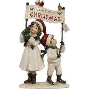 Clayre & Eef Decoratie Beeld Kinderen Wit Rood Polyresin