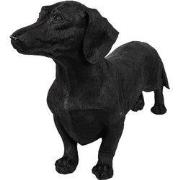 Clayre & Eef Decoratie Beeld Hond Zwart Polyresin