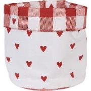 Clayre & Eef Broodmand Wit Rood Katoen Hartjes