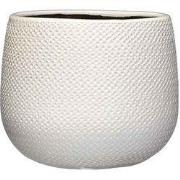 Mica Decorations gabriel ronde bloempot wit maat in cm: 16 x 18
