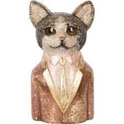 Clayre & Eef Decoratie Beeld Kat Bruin Kunststof