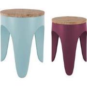 Leitmotiv - Kruk Set Double Funky - Soft blue & dark mauve