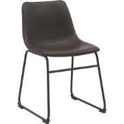 LABEL51 Eetkamerstoel Risto - Donkerbruin - PU-Leder - Zwart Metalen F...