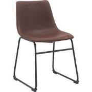 LABEL51 Eetkamerstoel Risto - Bruin - PU-Leder - Zwart Metalen Frame