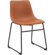 LABEL51 Eetkamerstoel Risto - Cognac - PU-Leder - Zwart Metalen Frame