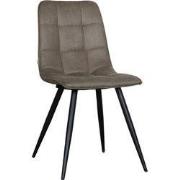 LABEL51 Eetkamerstoel Bistro - Taupe - Micro Suede - Black Frame