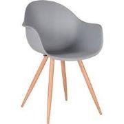 LABEL51 Eetkamerstoel Parma - Grijs - Kunststof - Oak Metal Woodcover