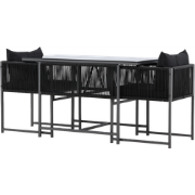 Ragnar tuinset zwart 3 delig - twee stoelen en een tafel – met zitkuss...