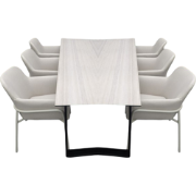 Set van Teeburu tafel 240x100x76 cm travertin en 6 Take stoelen salix/...